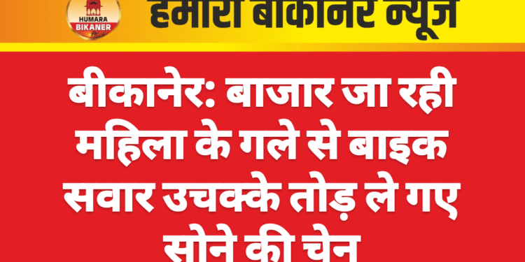 बीकानेर: बाजार जा रही महिला के गले से बाइक सवार उचक्के तोड़ ले गए सोने की चेन