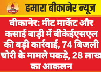बीकानेर: मीट मार्केट और कसाई बाड़ी में बीकेईएसएल की बड़ी कार्रवाई, 74 बिजली चोरी के मामले पकड़े, 28 लाख का आकलन