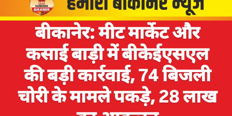 बीकानेर: मीट मार्केट और कसाई बाड़ी में बीकेईएसएल की बड़ी कार्रवाई, 74 बिजली चोरी के मामले पकड़े, 28 लाख का आकलन