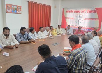 मुख्यमंत्री भजनलाल शर्मा के बीकानेर आगमन से पूर्व भाजपा कोर कमेटी की तैयारी बैठक।