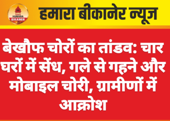 बेखौफ चोरों का तांडव: चार घरों में सेंध, गले से गहने और मोबाइल चोरी, ग्रामीणों में आक्रोश