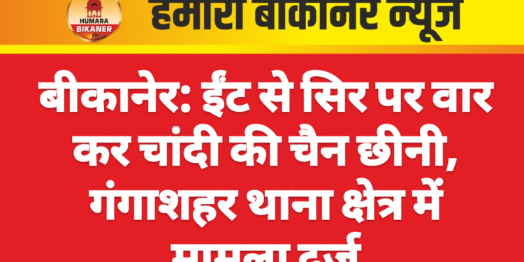 बीकानेर: ईंट से सिर पर वार कर चांदी की चैन छीनी, गंगाशहर थाना क्षेत्र में मामला दर्ज