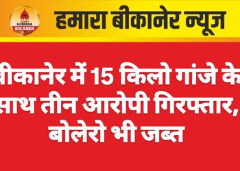 बीकानेर में 15 किलो गांजे के साथ तीन आरोपी गिरफ्तार, बोलेरो भी जब्त