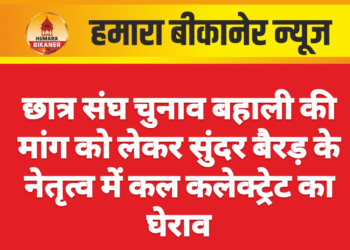 छात्र संघ चुनाव बहाली की मांग को लेकर सुंदर बैरड़ के नेतृत्व में कल कलेक्ट्रेट का घेराव