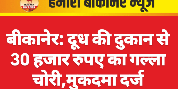 बीकानेर: दूध की दुकान से 30 हजार रुपए का गल्ला चोरी,मुकदमा दर्ज