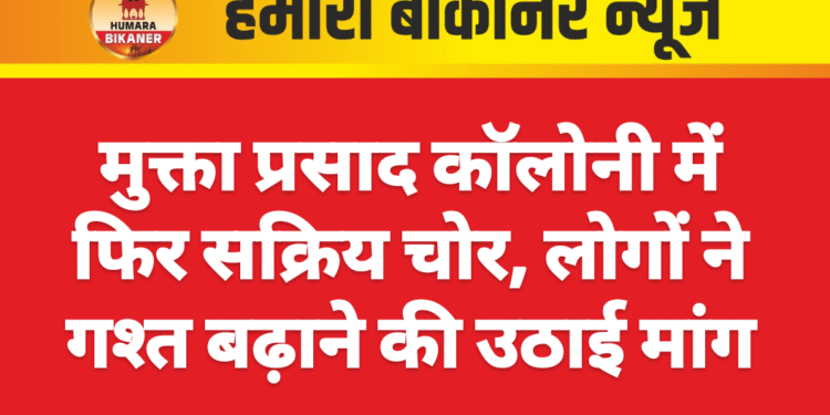 मुक्ता प्रसाद कॉलोनी में फिर सक्रिय चोर, लोगों ने गश्त बढ़ाने की उठाई मांग