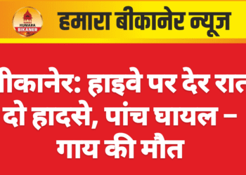 बीकानेर: हाइवे पर देर रात दो हादसे, पांच घायल – गाय की मौत