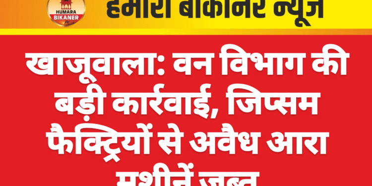 खाजूवाला: वन विभाग की बड़ी कार्रवाई, जिप्सम फैक्ट्रियों से अवैध आरा मशीनें जब्त