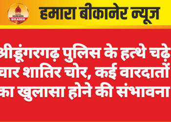 श्रीडूंगरगढ़ पुलिस के हत्थे चढ़े चार शातिर चोर, कई वारदातों का खुलासा होने की संभावना