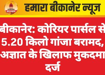 बीकानेर: कोरियर पार्सल से 5.20 किलो गांजा बरामद, अज्ञात के खिलाफ मुकदमा दर्ज