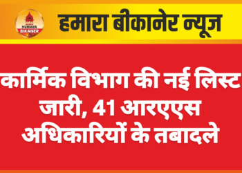 कार्मिक विभाग की नई लिस्ट जारी, 41 आरएएस अधिकारियों के तबादले