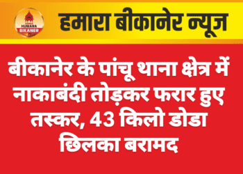 बीकानेर के पांचू थाना क्षेत्र में नाकाबंदी तोड़कर फरार हुए तस्कर, 43 किलो डोडा छिलका बरामद