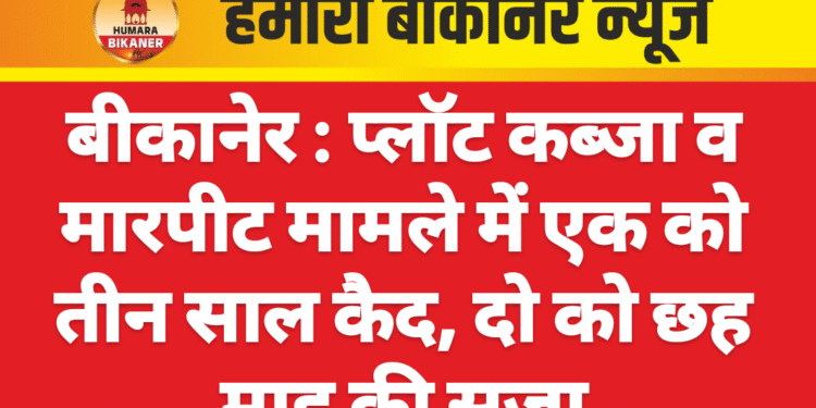 बीकानेर : प्लॉट कब्जा व मारपीट मामले में एक को तीन साल कैद, दो को छह माह की सजा