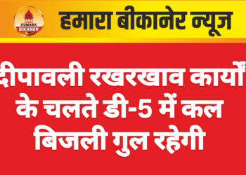 दीपावली रखरखाव कार्यों के चलते डी-5 में कल बिजली गुल रहेगी