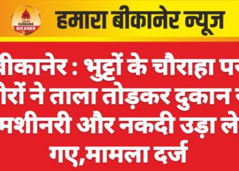 बीकानेर : भुट्टों के चौराहा पर चोरों ने ताला तोड़कर दुकान से मशीनरी और नकदी उड़ा ले गए,मामला दर्ज