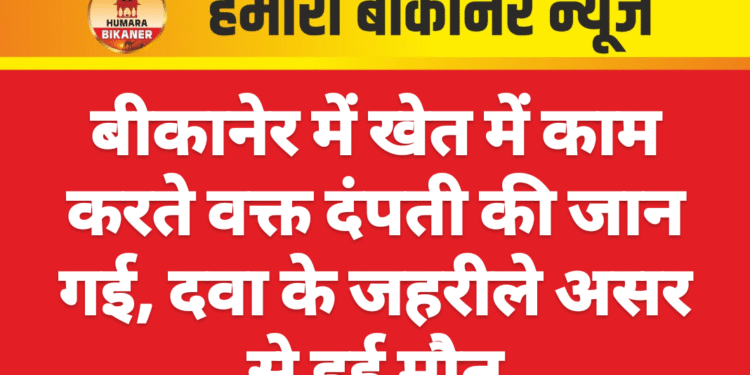 बीकानेर में खेत में काम करते वक्त दंपती की जान गई, दवा के जहरीले असर से हुई मौत