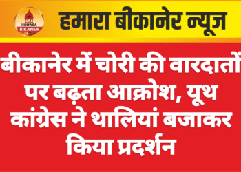 बीकानेर में चोरी की वारदातों पर बढ़ता आक्रोश, यूथ कांग्रेस ने थालियां बजाकर किया प्रदर्शन