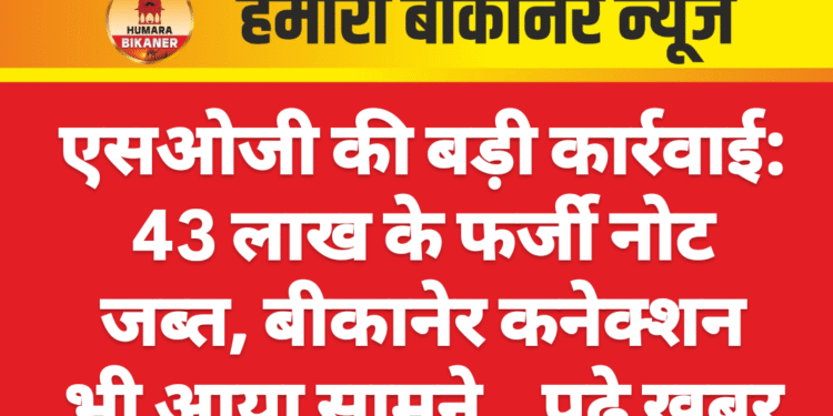 एसओजी की बड़ी कार्रवाई: 43 लाख के फर्जी नोट जब्त, बीकानेर कनेक्शन भी आया सामने…पढ़े खबर