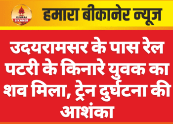 उदयरामसर के पास रेल पटरी के किनारे युवक का शव मिला, ट्रेन दुर्घटना की आशंका