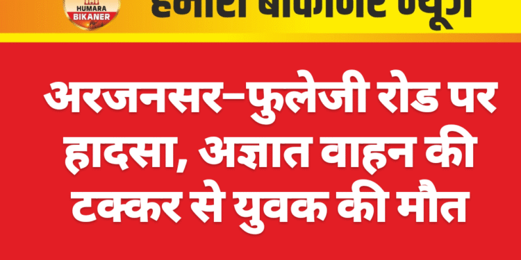 अरजनसर–फुलेजी रोड पर हादसा, अज्ञात वाहन की टक्कर से युवक की मौत