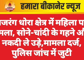 बजरंग धोरा क्षेत्र में महिला पर हमला, सोने-चांदी के गहने और नकदी ले उड़े,मामला दर्ज, पुलिस जांच में जुटी