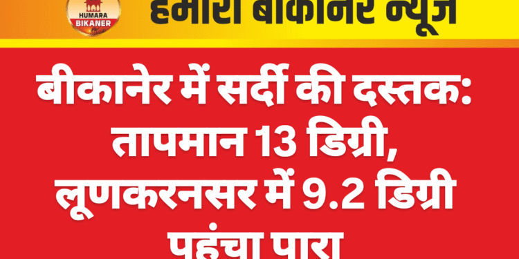 बीकानेर में सर्दी की दस्तक: तापमान 13 डिग्री, लूणकरनसर में 9.2 डिग्री पहुंचा पारा