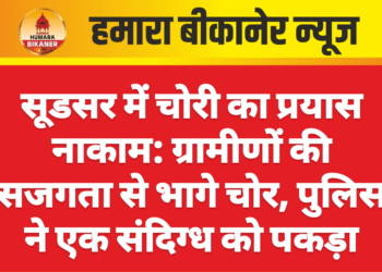 सूडसर में चोरी का प्रयास नाकाम: ग्रामीणों की सजगता से भागे चोर, पुलिस ने एक संदिग्ध को पकड़ा