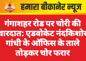 गंगाशहर रोड पर चोरी की वारदात: एडवोकेट नंदकिशोर गांधी के ऑफिस के ताले तोड़कर चोर फरार