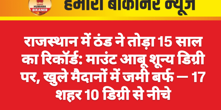 राजस्थान में ठंड ने तोड़ा 15 साल का रिकॉर्ड: माउंट आबू शून्य डिग्री पर, खुले मैदानों में जमी बर्फ — 17 शहर 10 डिग्री से नीचे