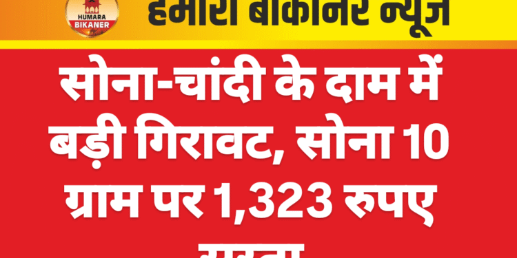 सोना-चांदी के दाम में बड़ी गिरावट, सोना 10 ग्राम पर 1,323 रुपए सस्ता