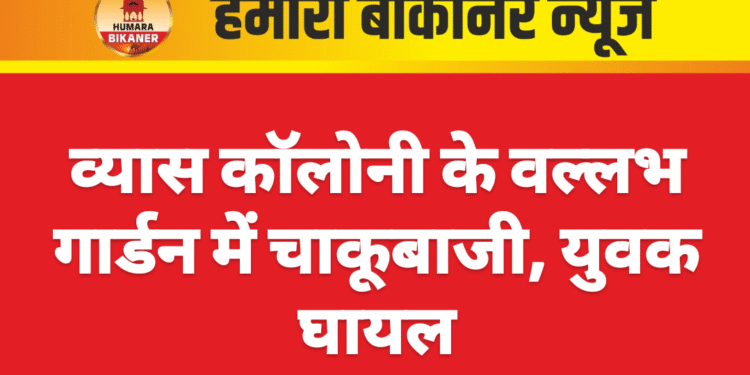 व्यास कॉलोनी के वल्लभ गार्डन में चाकूबाजी, युवक घायल