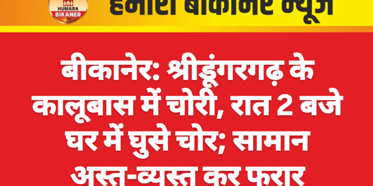 बीकानेर: श्रीडूंगरगढ़ के कालूबास में चोरी, रात 2 बजे घर में घुसे चोर; सामान अस्त-व्यस्त कर फरार