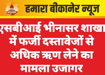 एसबीआई भीनासर शाखा में फर्जी दस्तावेजों से अधिक ऋण लेने का मामला उजागर