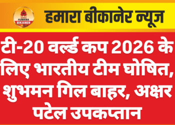 टी-20 वर्ल्ड कप 2026 के लिए भारतीय टीम घोषित, शुभमन गिल बाहर, अक्षर पटेल उपकप्तान