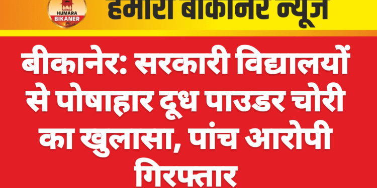 बीकानेर: सरकारी विद्यालयों से पोषाहार दूध पाउडर चोरी का खुलासा, पांच आरोपी गिरफ्तार