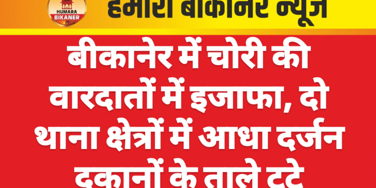 बीकानेर में चोरी की वारदातों में इजाफा, दो थाना क्षेत्रों में आधा दर्जन दुकानों के ताले टूटे