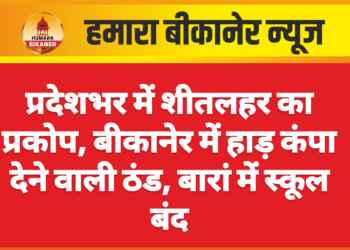 प्रदेशभर में शीतलहर का प्रकोप, बीकानेर में हाड़ कंपा देने वाली ठंड, बारां में स्कूल बंद
