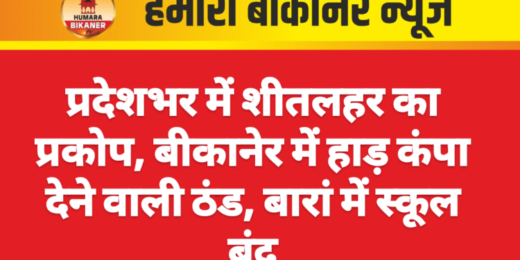 प्रदेशभर में शीतलहर का प्रकोप, बीकानेर में हाड़ कंपा देने वाली ठंड, बारां में स्कूल बंद