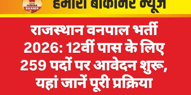 राजस्थान वनपाल भर्ती 2026: 12वीं पास के लिए 259 पदों पर आवेदन शुरू, यहां जानें पूरी प्रक्रिया