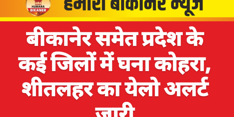 बीकानेर समेत प्रदेश के कई जिलों में घना कोहरा, शीतलहर का येलो अलर्ट जारी