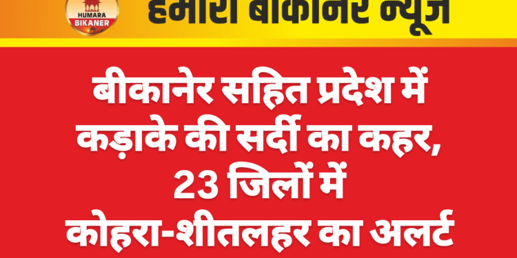 बीकानेर सहित प्रदेश में कड़ाके की सर्दी का कहर, 23 जिलों में कोहरा-शीतलहर का अलर्ट