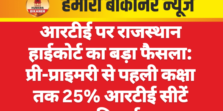 आरटीई पर राजस्थान हाईकोर्ट का बड़ा फैसला: प्री-प्राइमरी से पहली कक्षा तक 25% आरटीई सीटें अनिवार्य