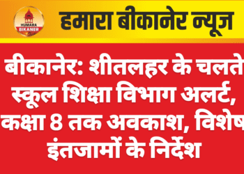 बीकानेर: शीतलहर के चलते स्कूल शिक्षा विभाग अलर्ट, कक्षा 8 तक अवकाश, विशेष इंतजामों के निर्देश