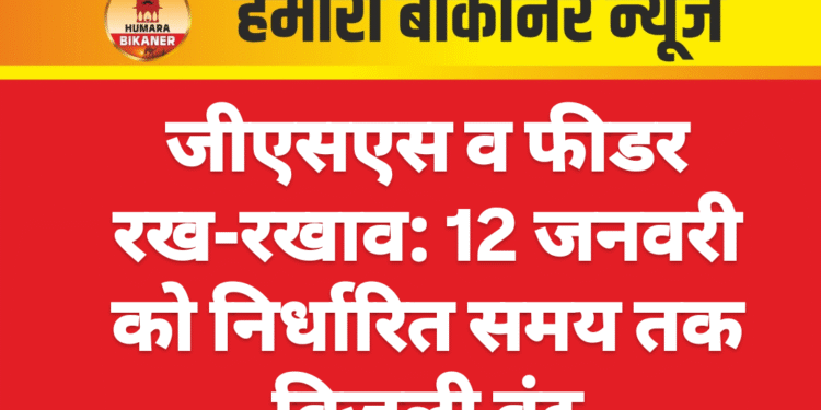 जीएसएस व फीडर रख-रखाव: 12 जनवरी को निर्धारित समय तक बिजली बंद