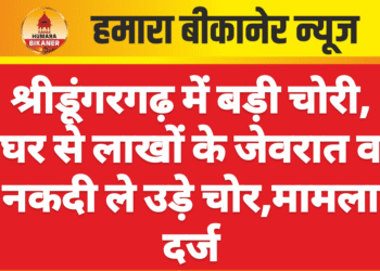 श्रीडूंगरगढ़ में बड़ी चोरी, घर से लाखों के जेवरात व नकदी ले उड़े चोर,मामला दर्ज