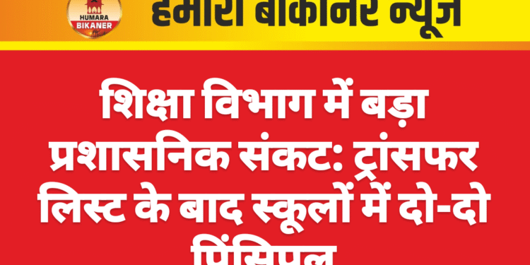 शिक्षा विभाग में बड़ा प्रशासनिक संकट: ट्रांसफर लिस्ट के बाद स्कूलों में दो-दो प्रिंसिपल