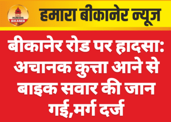 बीकानेर रोड पर हादसा: अचानक कुत्ता आने से बाइक सवार की जान गई,मर्ग दर्ज