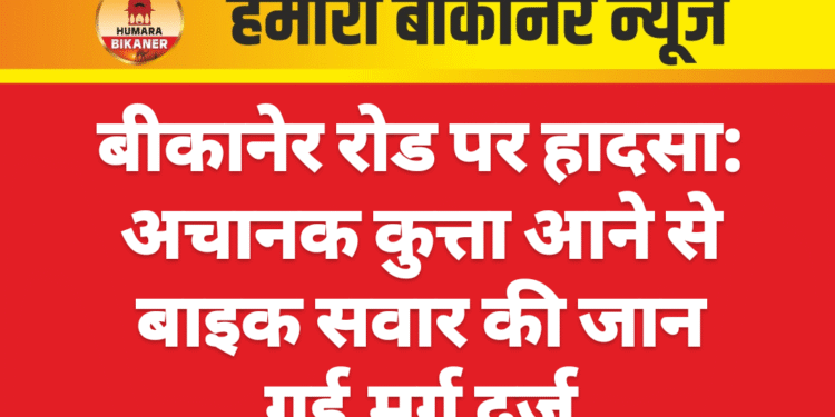 बीकानेर रोड पर हादसा: अचानक कुत्ता आने से बाइक सवार की जान गई,मर्ग दर्ज