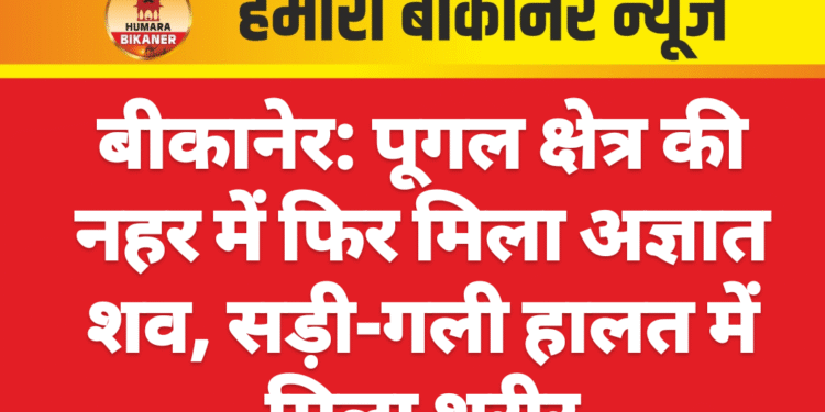 बीकानेर: पूगल क्षेत्र की नहर में फिर मिला अज्ञात शव, सड़ी-गली हालत में मिला शरीर