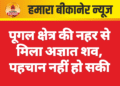 पूगल क्षेत्र की नहर से मिला अज्ञात शव, पहचान नहीं हो सकी